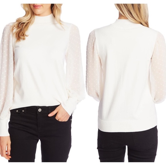 CeCe Clip Dot Sleeve Sweater Size M - Picture 2 of 8